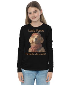 T-shirt manches longues enfant Lady Paws, noir - Les Chiens Pirates
