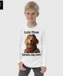 T-shirt manches longues enfant Lady Paws, rebelle des mers - Les Chiens Pirates Titre : T-shirt manches longues enfant Lady Paws