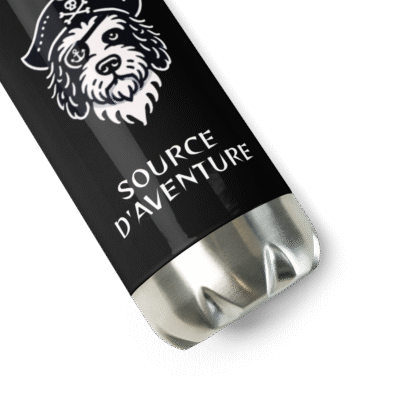 Détail bas de la gourde isotherme enfant Les Chiens Pirates Source d’Aventure en acier inoxydable