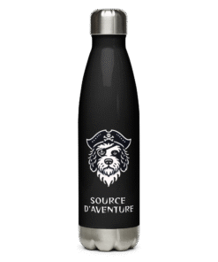 Gourde isotherme enfant noire Source d’Aventure Les Chiens Pirates – gourde inox 500 ml pour l’école et le sport