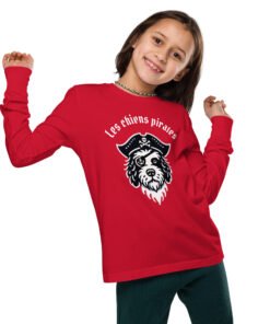 T-shirt à manches longues enfant Les Chiens Pirates avec logo porté par une fille